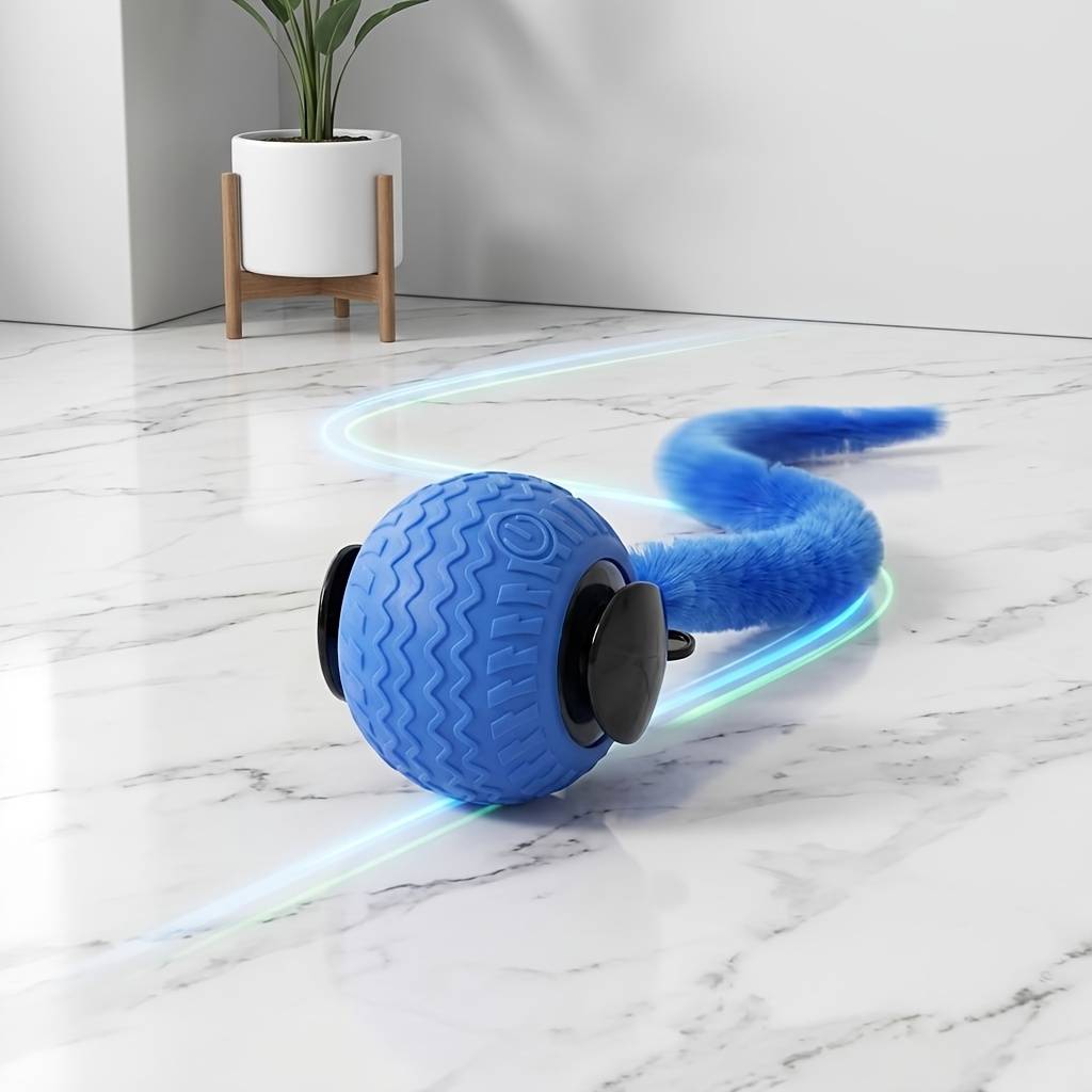 1pc Indoor Cat Toy, Interactive Toy For Bored Adult Cats, Automatic Fast Ball Interaction, Electronic Rolling Ball Pet , Tail Ball For Kittens