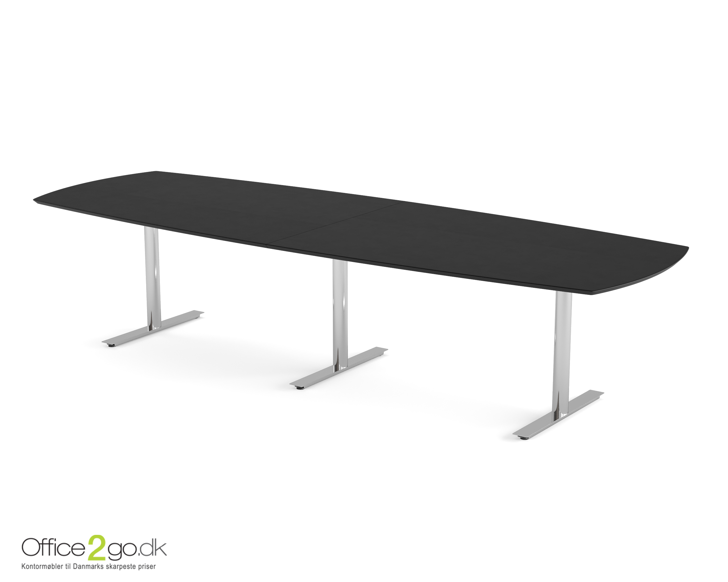 Inline mødebord (tøndeformet bordplade) - 320 cm - Krom