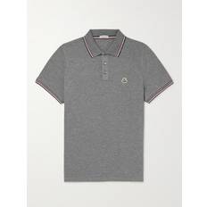 Moncler - Logo-Appliquéd Striped Cotton-Piqué Polo Shirt - Men - Gray - S