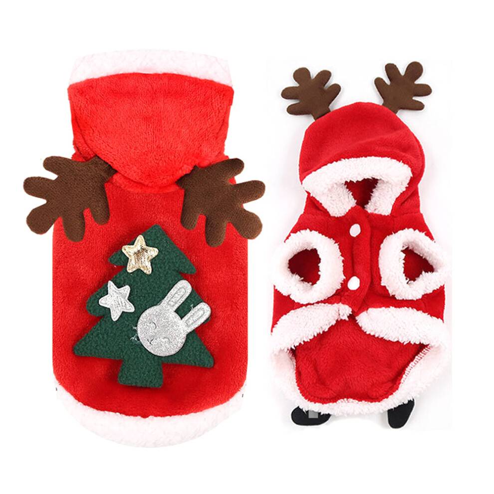Hundejulekostumer, højkvalitets bomuldshvalpe-julemandskostume, 3D-printet designet varmt vesttøj til små mellemstore hunde og katte, perfekt til