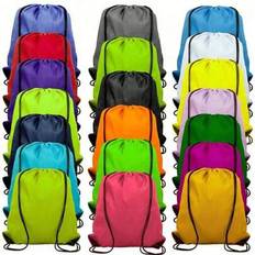 Waterproof Lightweight Drawstring Bag, Large Capacity Backpack, Outdoor Sports Backpack For Cycling Walking Running,Polyester Drawstring Backpack With - Multicolor - 8pcs-black,8pcs-red,Grey,Black,Red