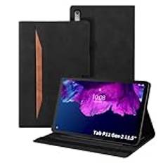 Auslbin Fodral till Lenovo Tab P11 (2nd Gen) 11,5 tum TB350FU/TB350XU mjukt skyddsfodral i syntetläder, för Lenovo Tab P11 (2nd Gen), svart