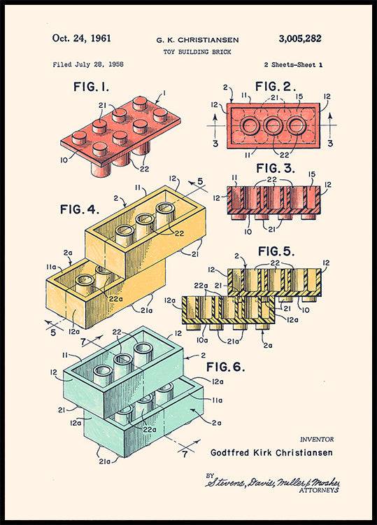 Lego Colors Poster (40x50cm) - Plakater > Typografiska Posters, Barnväggskonst, Illustrationsposters, Pictufy