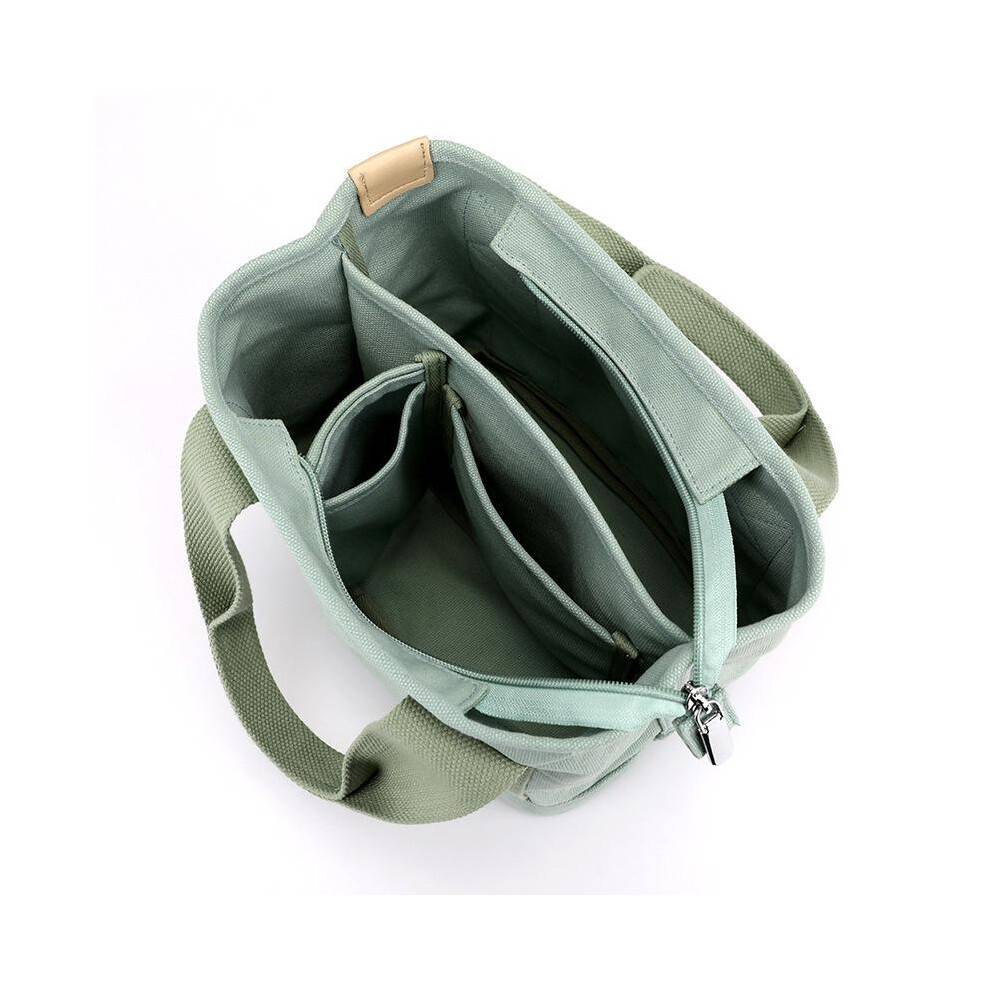 (black) Layered Canvas Tote Bag with Zipper, Thickened Waterproof Shoulder Handbag, Small Design Lady Bucket Bag for Phone