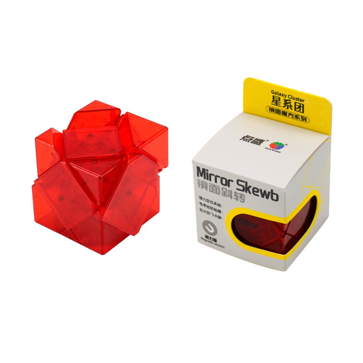 DianSheng Magnetic Mirror Skewb Cube Red Transparent - Rubiks Kub