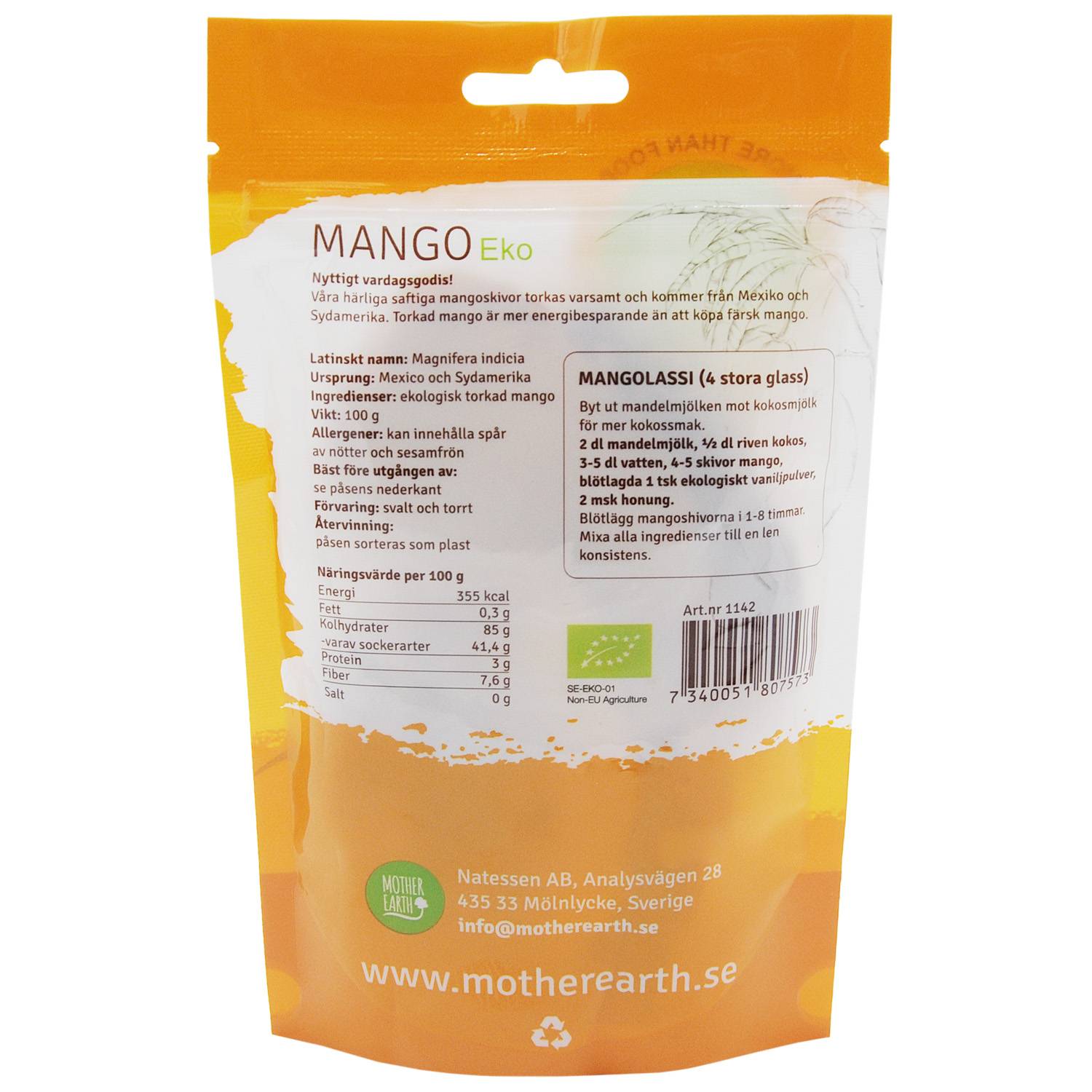 Mother Earth Mango torkad eko 100g