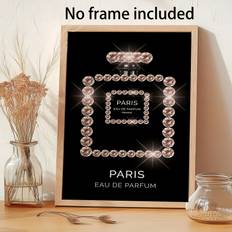 TEMU Paris Perfume , Unframed Canvas Wall Art Poster Decorative Painting, Home Wall Decor For Living Room Or Bedroom, Christmas Festival Gift, Holiday Decorations