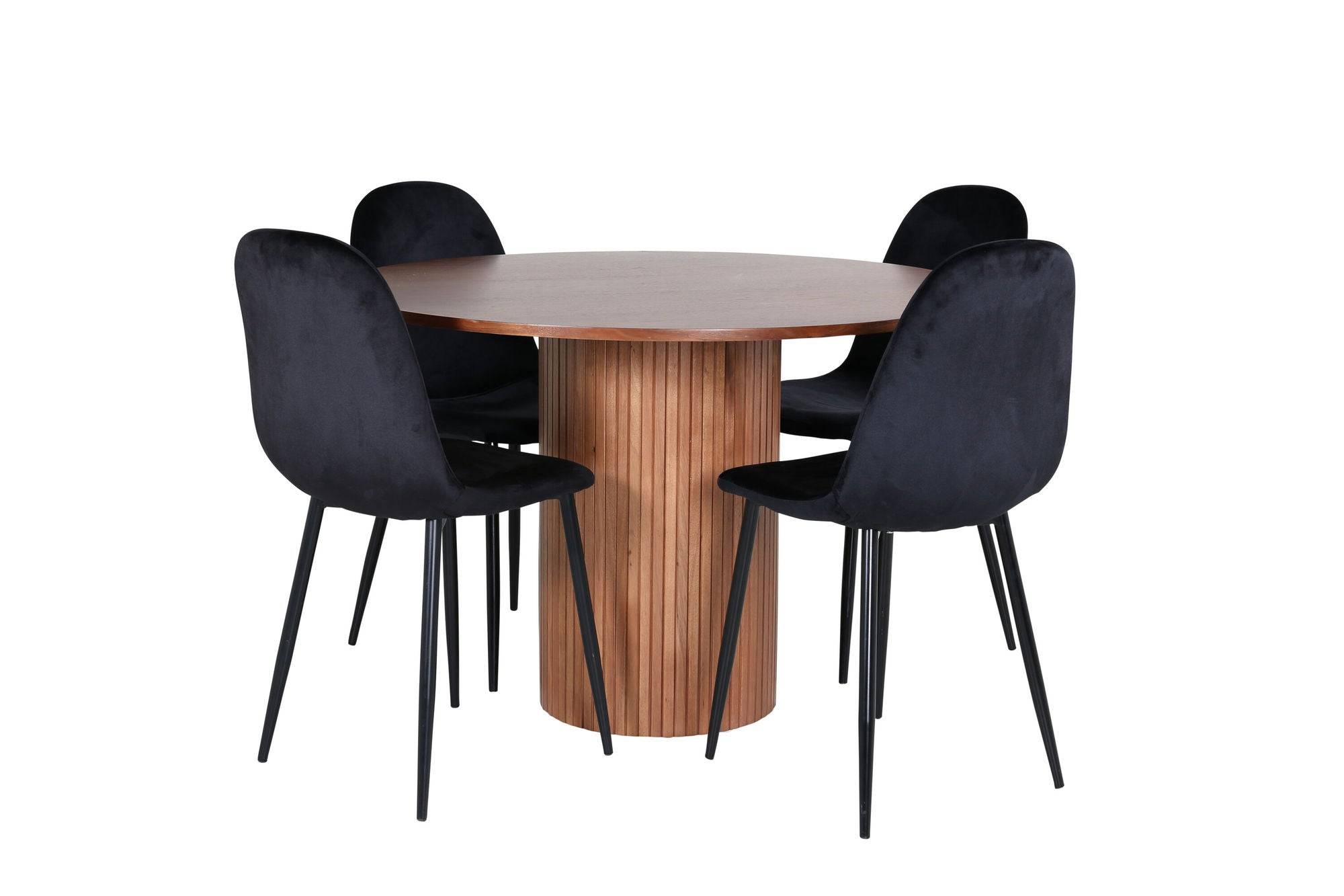 Venture Home Bianca rund spisebord - Valnød / Black Veneer+Polar Spisebordsstol - Black legs / Black Velvet (ersätter 19902-888)_4