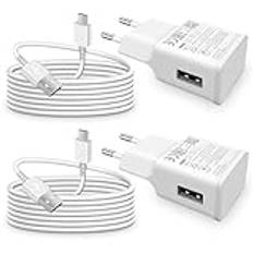 Laddare, [2-pack] Snabbladdare med Laddningskabel USB C Snabbladdningskabel Typ C-Kabel 1,5M för Samsung Galaxy A15 A14 A13 A33 A34 A35 A55 A54 A53 A51 A50 A41 A40 A25 S8 S9 S10 S20 M54 M34 M14