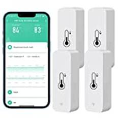 Comboss WiFi Hygrometer, Thermometer Sensor, Wireless Temperature Humidity Sensor Indoor Outdoor with Notification Alarm, Works with Tuya App (Pack of 4)