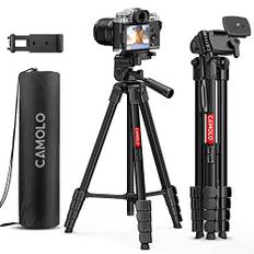 CAMOLO Phone Tripod，67 "Kamerastativ DSLR Stativ für Reisen Aluminium Kamerastativ mit Reisetasche Vlogging Kamera Handy Stativ Video Fotografie für YouTube