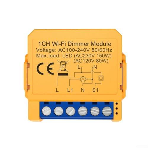 HOHOVYVY Smart Dimmer Switch Module, Smart Home Light Switch, for för Tuya WiFi Smart Dimmer Light Switch Module 1/2 Switches App Voice Control (Wifi 1 Switches)