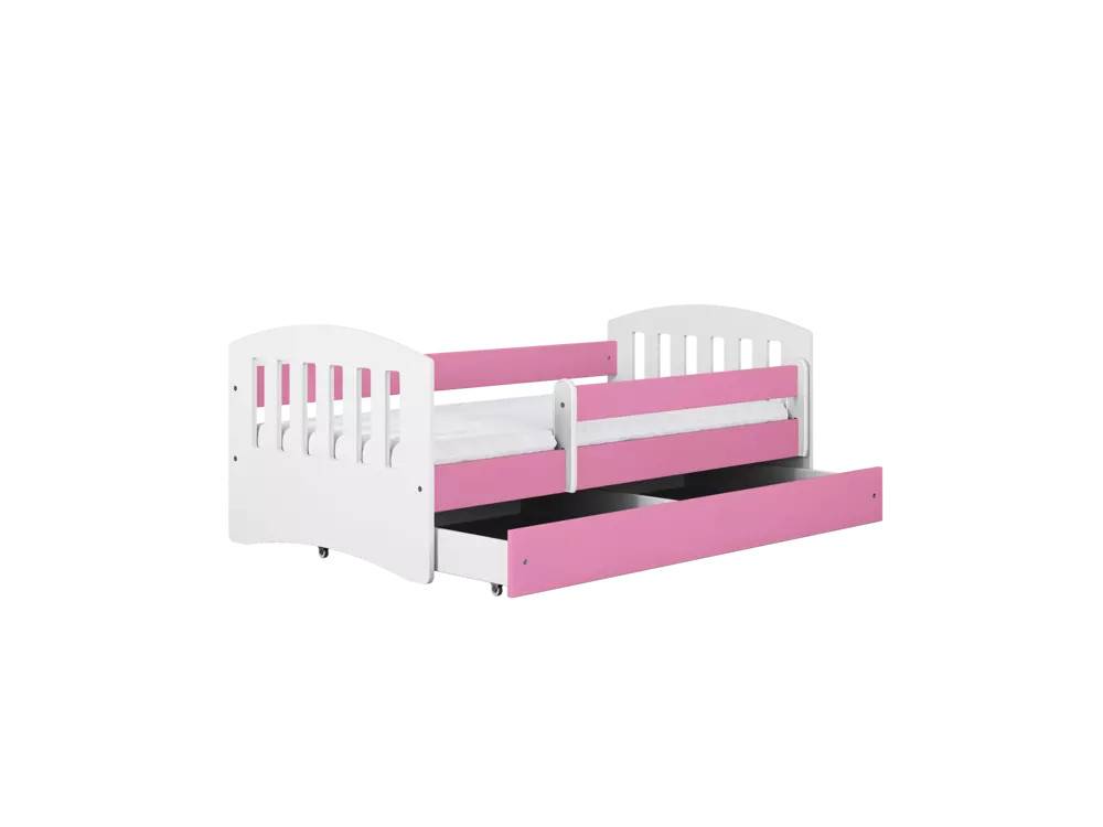 Barnsäng med låda 80x180 vit/rosa CLASSIC