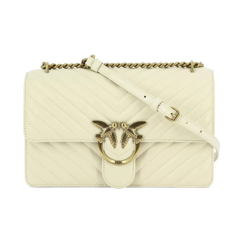 PINKO Love Bag Quilted Læder Skuldertaske - Tasker - Dame - Hvid - ONE SIZE - Uld