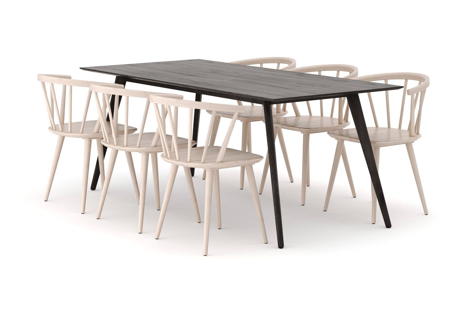 Bark Tyrö Matgrupp med 6 st Karmstolar - Smoked Oak/Whitewash Matgrupper Brun,Vit Trä