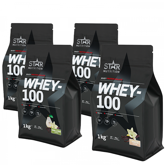 Mix&Match: 4 x Whey-100 Valleprotein 1 kg
