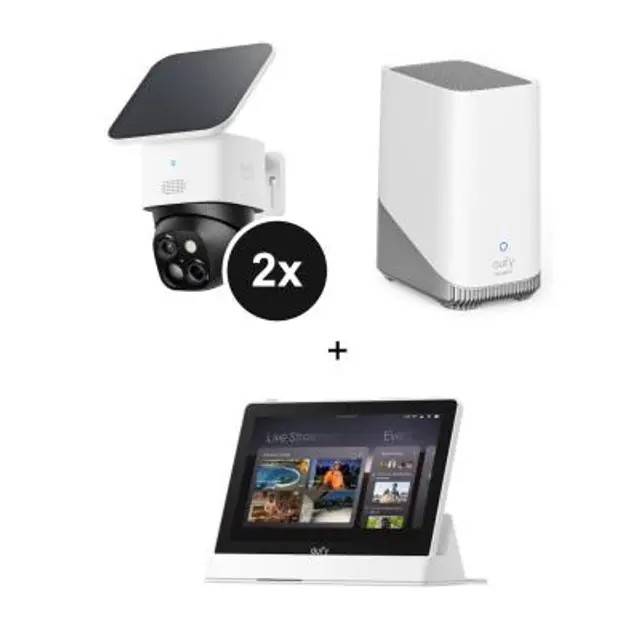 SoloCam S340 - Dual Kamera Schwenk & Neige Outdoor Kamera - 2er-Set + Homebase 3 + Smart Display E10
