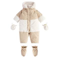 Bonpoint Baby Daegon colorblocked snowsuit - beige - M 12