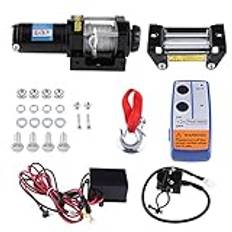 VOBOR Elektrisk vinsch 12 V, 4 000 pund elektrisk vinsch med radiofjärrkontroll, B 4,8 mm x 15 m vajerlina, kabelbunden styrning, elektrisk bergsvinschsats perfekt för ATV-släpvagn, lastbil, bil