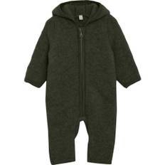 Huttelihut - Uldfleece heldragt m. øre - Grøn - str. 12 mdr/80 cm
