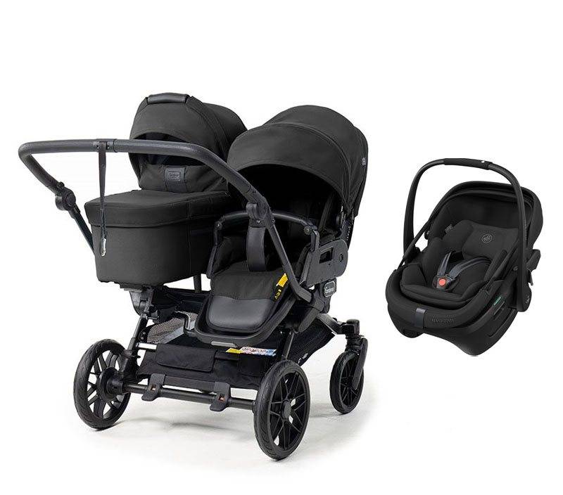 Emmaljunga Double Sento syskonvagn 2027 + Maxi-Cosi Coral Slide Pro babyskydd