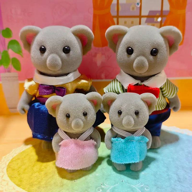 Forest Family Reindeer Rabbit Panda Animal Simulation Dollhouse Furniture Toy Set - Koala Family