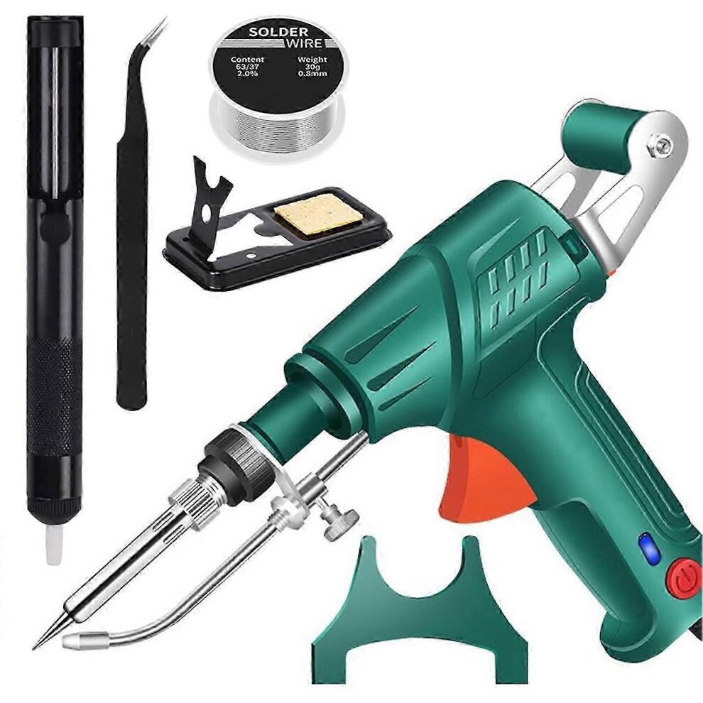 (EU plug, Green) Internally Heated Industrial Laser Welding Tools, Multi-Function Soldering Iron Soldering Gun Set, Automatic Corded Solder Iron