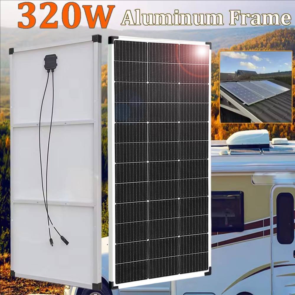 320w 300w 160w 150w Lightweight Solar Panel Aluminum Frame 12v 24v Battery Charger System for Home Camper RV Balcony Waterproof