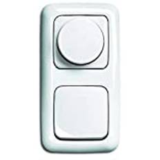 LED-dimmer komplett set BUSCH JÄGER, LED-roterande dimmer – alpinvit – reflex SI– ny modell 6523-U 102 (6523 U-102) integrerad i 2 fack ramar inklusive vippströmbrytare inkl. vippströmbrytare