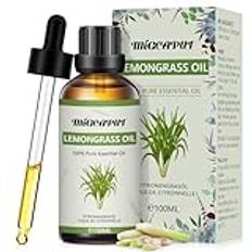 MIGCAPUT Citrongräs Eterisk Olja 100ML, 100% Ren Naturlig Aromaterapi Eteriska Oljor, Terapeutisk Kvalitet Citrongräsolja för Diffusor Luftfuktare, SPA, Massage