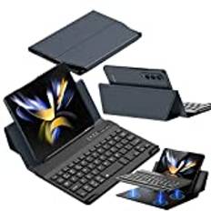 Fodral till Samsung Galaxy Z Fold4 med tangentbordshölster, S pennhållare, bärbart vikbart Bluetooth-tangentbord, läderfodral för Mate Xs 2, stativskydd för Z Fold 3/Fold2/Mi Mix Fold (grön)