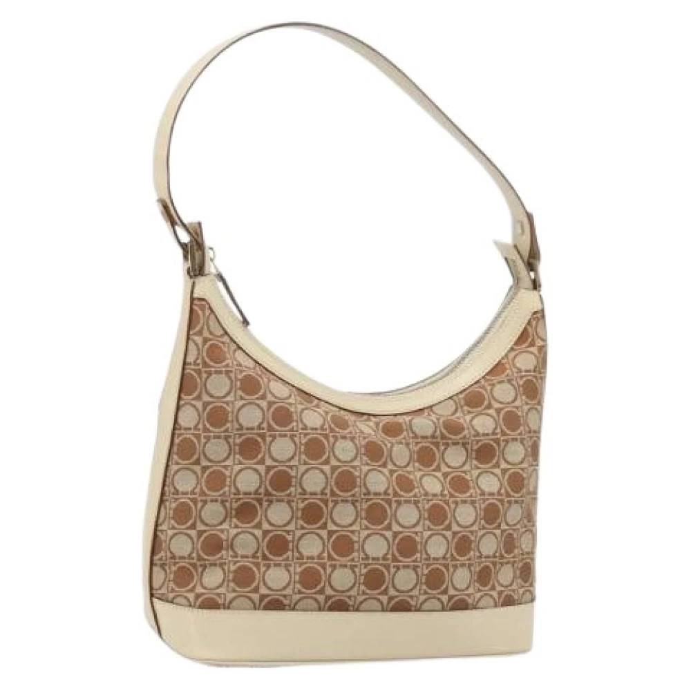 Salvatore Ferragamo Pre-owned Pre-owned Canvas Skuldertaske - Vintage - Dame - Brun - ONE SIZE - Uld