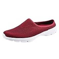 Damskor 42 5 ventilerande snörskor för kvinnor, platta fritidsskor, unisex, lätta arbetsskor, sportiga, ventilerande arbetsskor, sneakers, blå kvinnor 39, röd, 42 EU