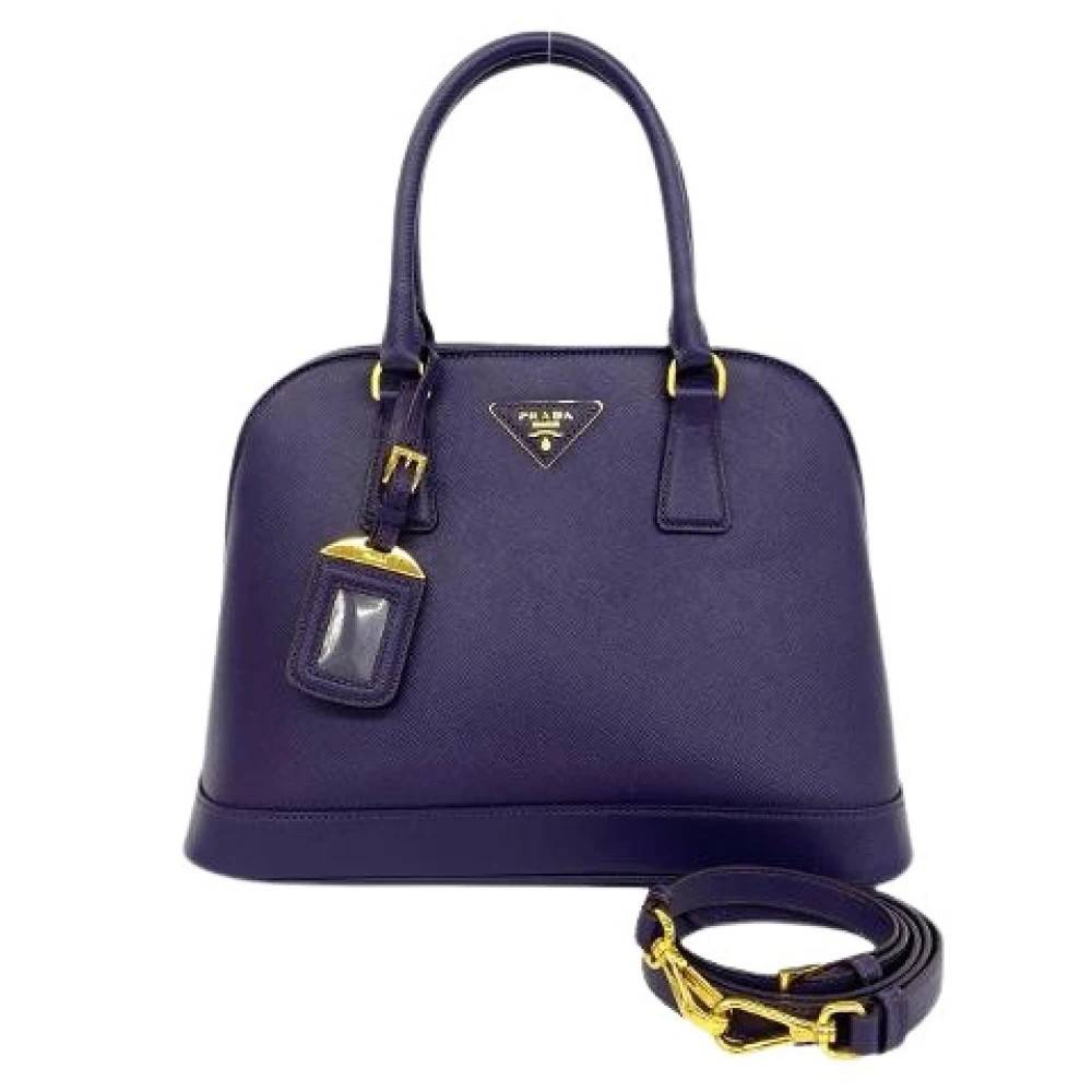Prada Vintage Pre-owned Saffiano læder 2-vejs taske - Vintage - Dame - Lilla - ONE SIZE - Læder