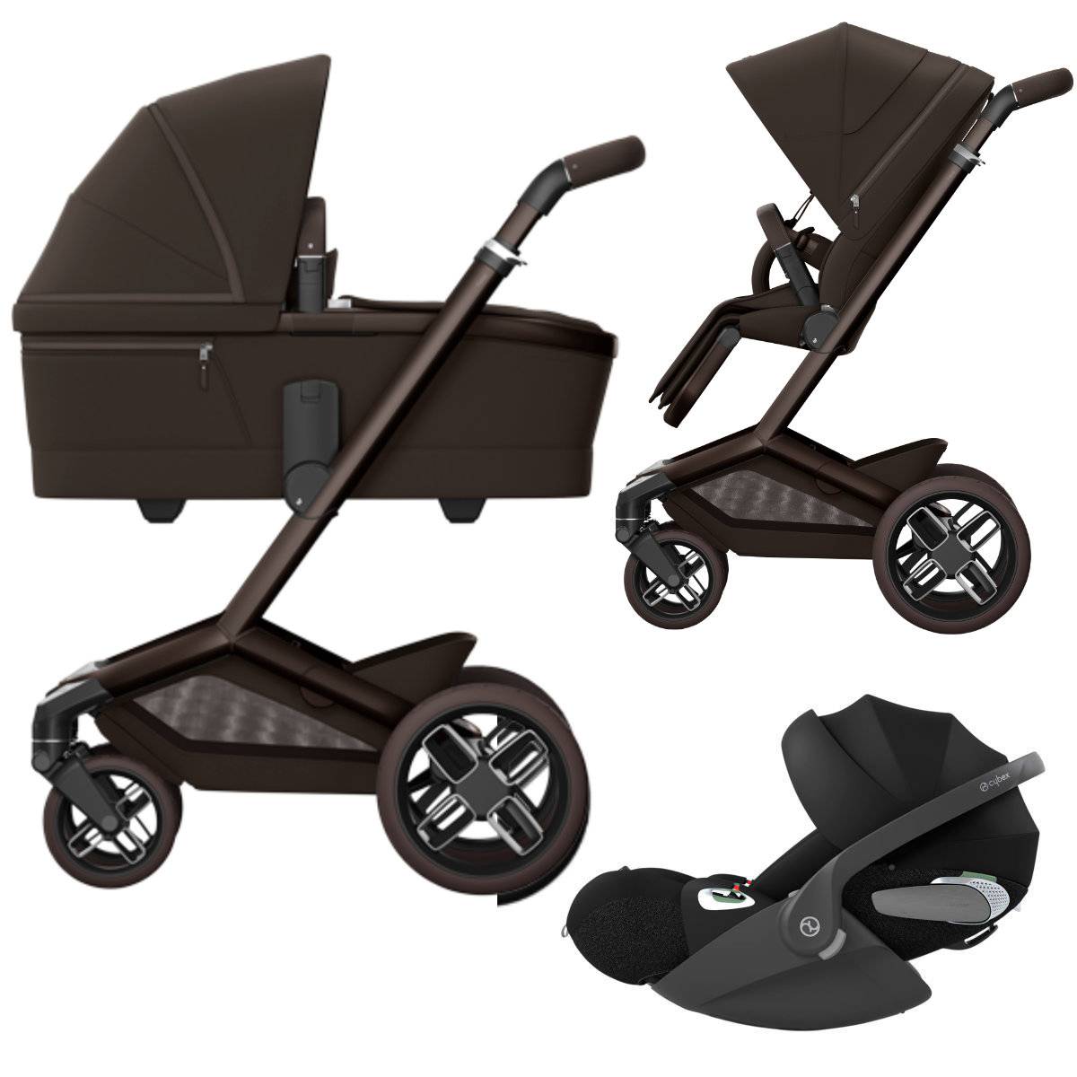 Maxi Cosi Fame 3-in-1 Stroller Set incl. Cybex Cloud T i-Size Car Seat - Espresso Brown