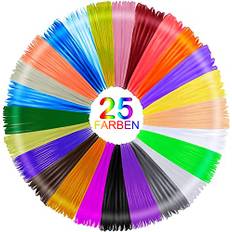 Faburo 3D Stift Filament 1.75 mm Packung, 3D Pen Zubehör PLA mit 25 Fluoreszierende Farbe je 5M, 3D Druckerstift Filament-Nachfüllungen Hochpräziser Durchmesser