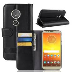 Ægte Læderetui Motorola Moto E5/Moto G6 Play Sort