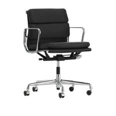 Vitra - Soft Pad Chairs EA 217, Polerat, Läder: Kat. L40 - Leather Premium - 66 - Skrivebordsstole - Charles & Ray Eames - Sort