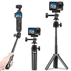 Flymile Mini bordsstativ för Osmo Pocket 3, bärbar Vlog utdragbar selfiepinne stativ för GoPro, för DJI Osmo Action 5 Pro/4/3, för Insta360, för AKASO actionkameratillbehör (svart)
