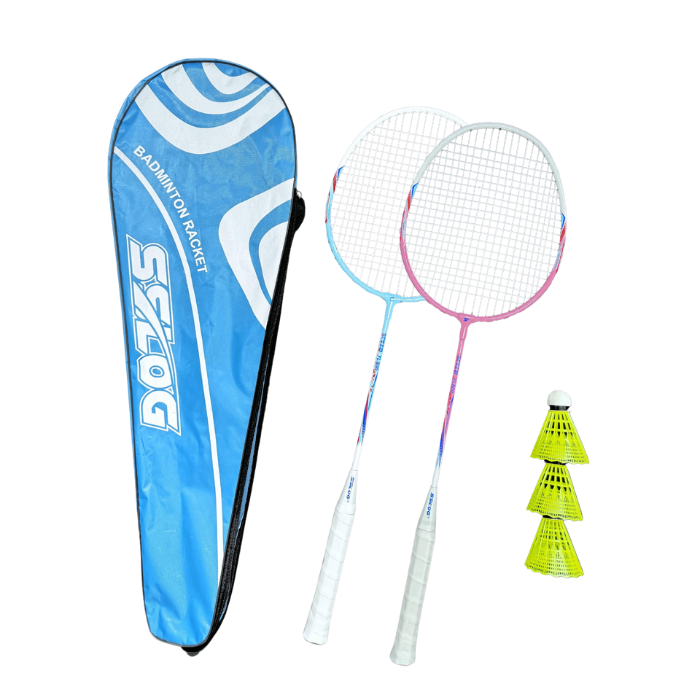 Badminton sæt m. 2 ketchere og 3 bolde.