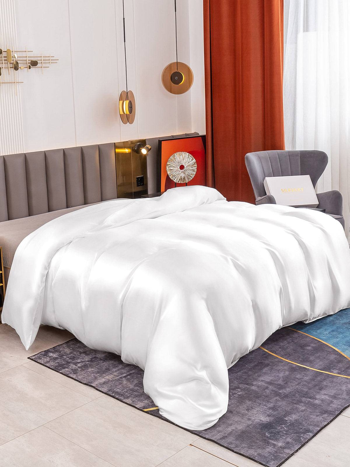 19Momme Mullbärssilke Seamless Påslakan - Vit / 220x220cm