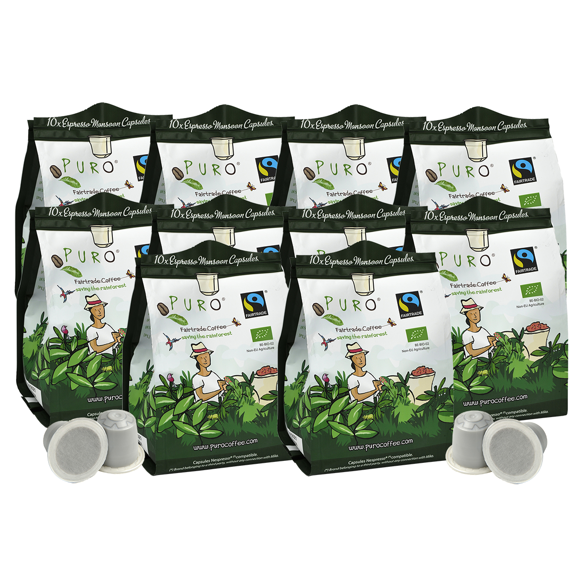Puro Monsoon 10 stk. Espresso kaffe kapsler - 100 stk.