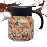 Termisk tekrukor, retro blommönster kaffedispenser, dryckesstörning med tebryggare, 33,8 oz kaffeburkar, tekruka med drickflaska, varm och kall kaffekaraff, kaffe och tetermisk kruka