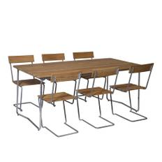 Grythyttan Stålmöbler - Klassikerserien matgrupp B31 bord &amp; 6 st stol 1 teak - Matgrupper utomhus