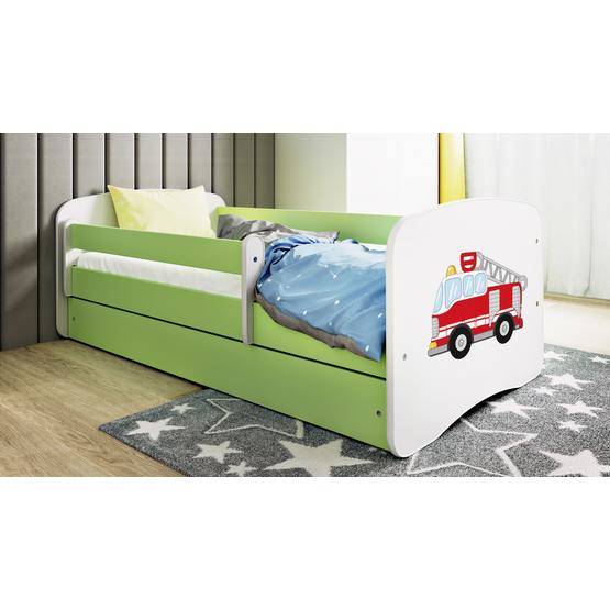 Kocot Kids Barnsäng - Babydreams Grön - Fire Truck Med Låda Och Madrass 140x70 Cm