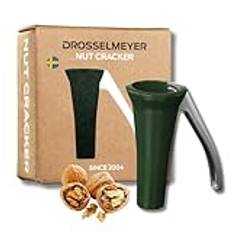 Drosselmeyer Design nötknäppare – effektiv för alla storlekar av nötter minimal ansträngning – Heavy Duty Valnötknäppare – mycket stark robust med behållare för att fånga snäckorna – svensk design