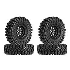 INJORA 1 tum pärllås fälgar däck set – 3,78 mm offset för 1/18 1/24 RC crawler bil axial SCX24 TRX4M FMS FCX24 FCX18 AX24, svart (W1004-T1014)