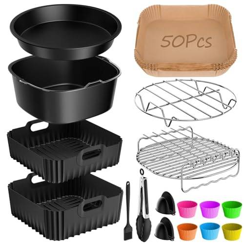 17-delad varmluftsfritös tillbehör för COSORI Turbo Tower Pro Smart 10,8 l Double Stack Airfryer, BPA-fri luftfrys, silikonform, tillbehör för Cosori, Turbo Tower 6,5 L/4,3 L Air Fryer silikoninsats