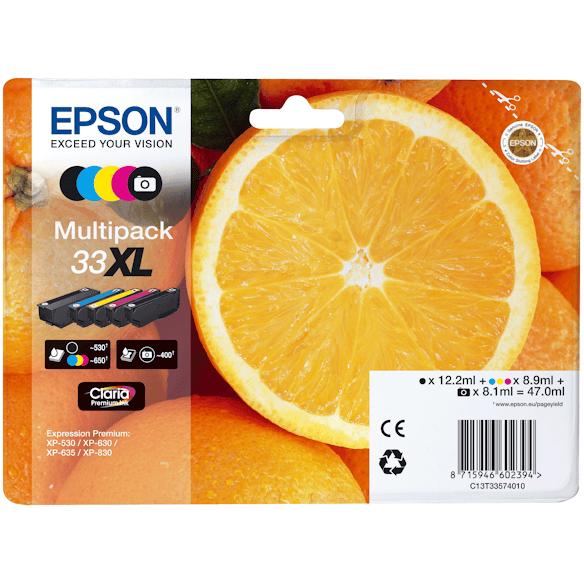 33XL y/c/m/pb/bl Claria Premium Ink
