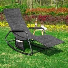 Liggestol / gyngestol til haven, B57 x D145 x H84 cm, sort